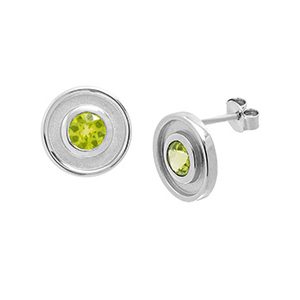 Real Silver Peridot Stud Earrings Ess00016