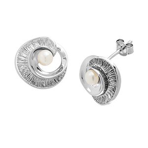 Real Silver & Cultured Pearl Stud Earrings Ess00017