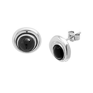 Real Silver Black Stud Earrings Ess00021