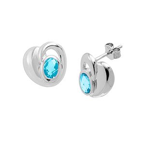 Real Silver & Blue Topaz Stud Earrings Ess00022