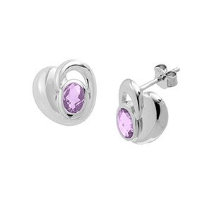 Real Silver & Amethyst Stud Earrings Ess00023