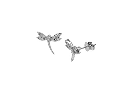 Diamond Dragonfly Stud Earrings Esa00395.