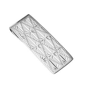 Engraved Stars Sterling Silver Money Clip Mcs00008