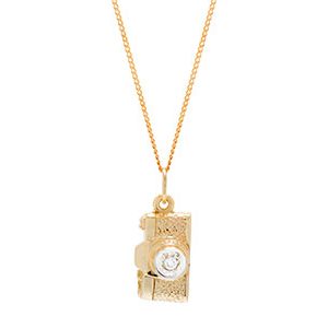 9ct Yellow Gold & Diamond Camera Pendant & Chain Pc00380