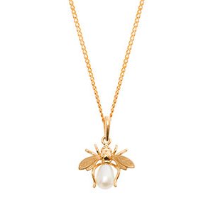 Gold & Pearl Bee Necklace Cmp0137