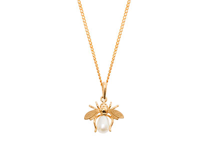 Gold & Pearl Bee Necklace Cmp0137