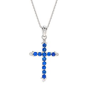 Diamond & Sapphire Cross Pendant Pca00160