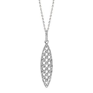 Real Silver White Cubic Zirconia Pendant & Chain Pcs00048