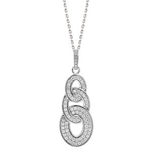 Real Silver & Cubic Zirconia Pendant & Chain Pcs00051
