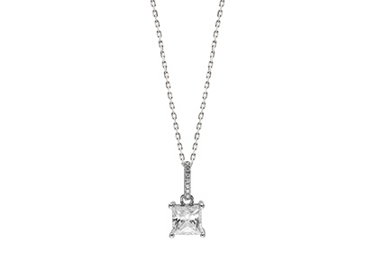 Real Silver & Cubic Zirconia Pendant & Chain Pcs00052