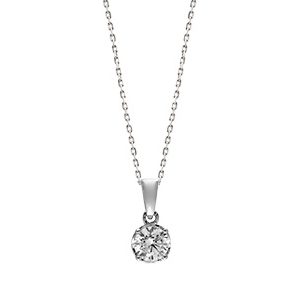 Real Silver Single Cubic Zirconia Pendant & Chain Pcs00053