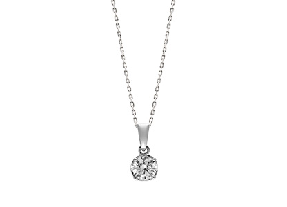 Real Silver Single Cubic Zirconia Pendant & Chain Pcs00053