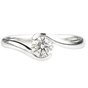 Platinum Single Stone 0.50ct Diamond Crossover Ring Rpt00026