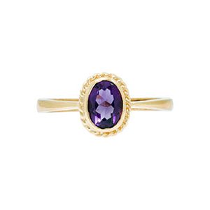 9ct Yellow Gold Oval Amethyst Ring R00088