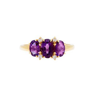 18ct Yellow Gold Diamond & Amethyst Dress Ring Ra00566