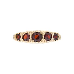 9ct Yellow Gold Five Stone Garnet Ring R00085