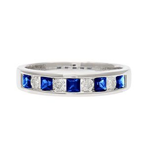 18ct White Gold Sapphire & Diamond 1/2 Eternity Ring Ra00390