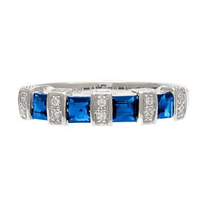 18ct White Gold Sapphire & Diamond 1/2 Eternity Ring Ra00457