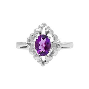 9ct White Gold Amethyst Dress Ring R00016