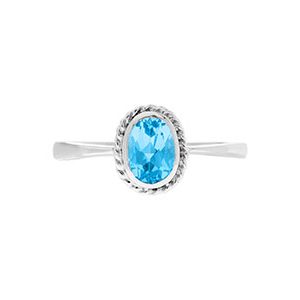 9ct White Gold Oval Blue Topaz Ring R00089