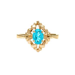 9ct Yellow Gold Blue Topaz Dress Ring R00020