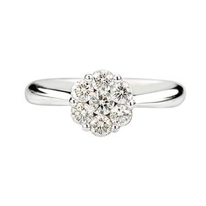 18ct White Gold Diamond Cluster Ring Ra00116