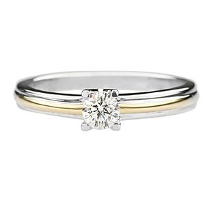 Single Diamond Ring Two Colour Gold Ra00267