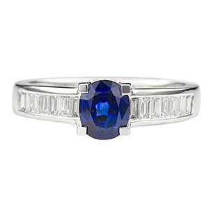 Sapphire & Baguette Diamond Ring Ra00295