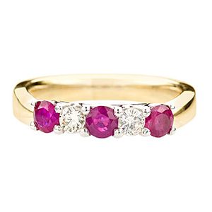 18ct Yellow Gold Ruby & Diamond Five Stone Ring Ra00343