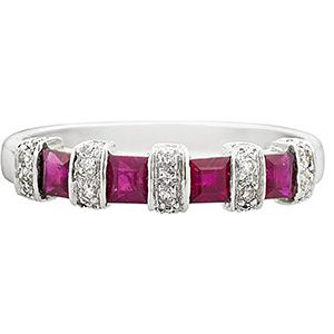 18ct White Gold Ruby & Diamond Half Eternity Ring Ra00458