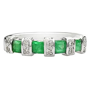 18ct White Gold Emerald & Diamond Eternity Ring Ra00459