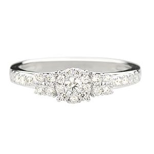 18ct White Gold Diamond Tripple Cluster Ring Ra00540