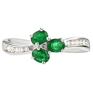 18ct White Gold Emerald & Diamond Ring Ra00070