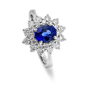18ct White Gold Sapphire & Diamond Cluster Ring Ra00503
