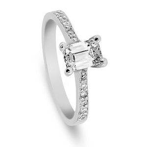 Platinum Step Cut/emerald Cut Diamond Ring 0.86cts Rpt00074