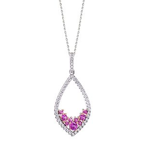 Real Silver Pink & White Cubic Zirconia Pendant Chain Pcs00044