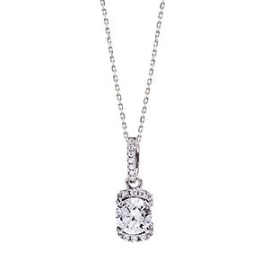 Real Silver Cubic Zirconia Pendant & Chain Pcs00039