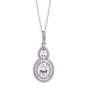 Real Siver Cubic Zirconia Pendant & Chain Pcs00041