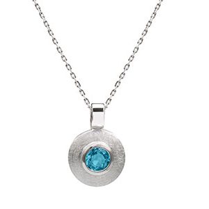 Real Silver Blue Topaz Pendant & Chain Pcs00010