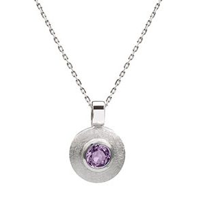 Real Silver Amethyst Pendant & Chain Pcs00012