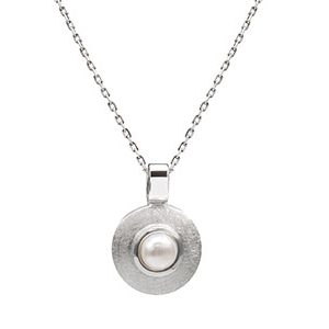 Real Silver Cultured Pearl Pendant & Chain Pcs00013