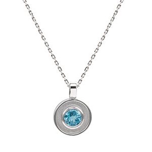 Real Silver Blue Topaz Pendant & Chain Pcs00014