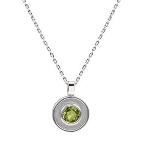 Real Silver Round Peridot Pendant & Chain Pcs00017