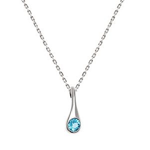 Real Silver Blue Topaz Pendant & Chain Pcs00018