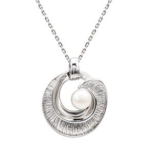 Real Silver Cultured Pearl Pendant & Chain Pcs00020