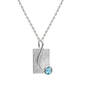 Real Silver Blue Topaz Pendant & Chain Pcs00021