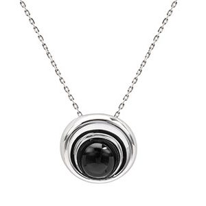 Real Silver Black Onyx Pendant & Chain Pcs00026