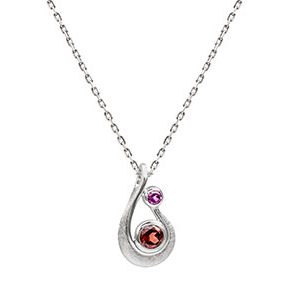 Real Silver Mozambique Garnet Pendant & Chain Pcs00027