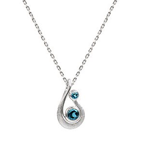 Real Silver & Blue Topaz Pendant & Chain Pcs00028
