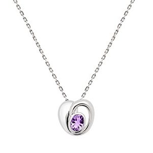 Real Silver Oval Amethyst Pendant & Chain Pcs00031